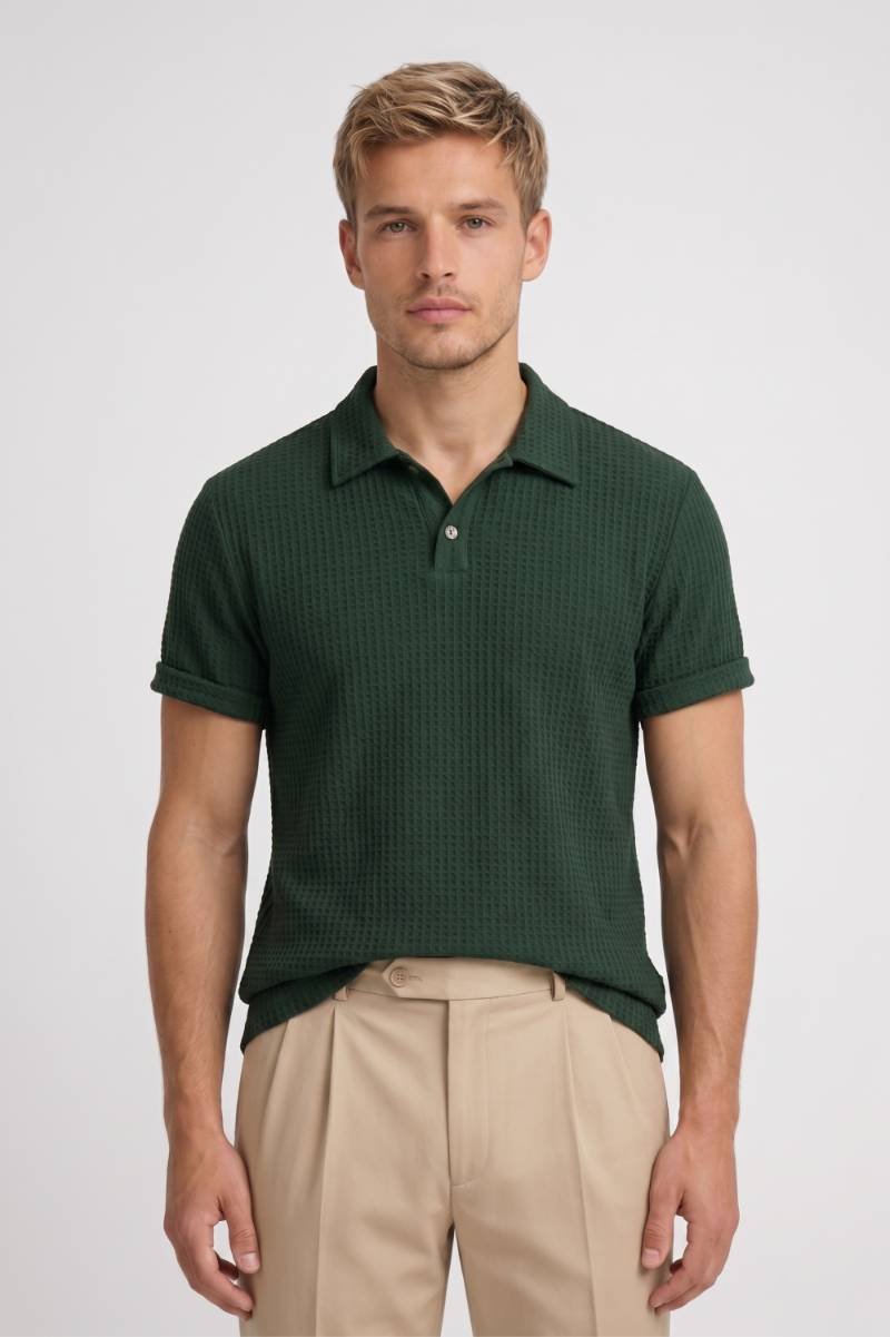 Polo Shirt Men - Ribbed Short Sleeve Collar | Classic — Green
