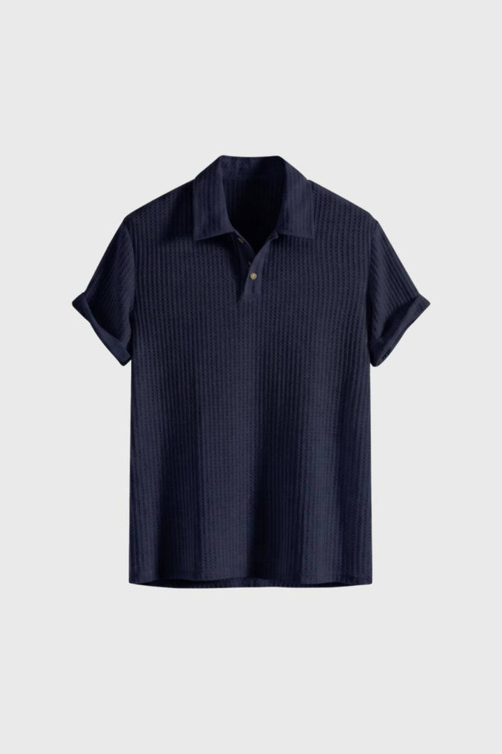 Polo Shirt Men - Ribbed Short Sleeve Collar | Classic — Navy