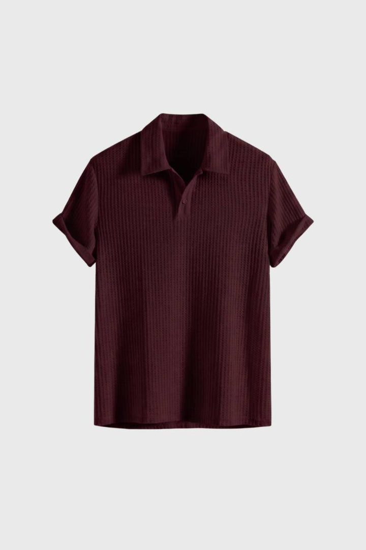 Polo Shirt Men - Ribbed Short Sleeve Collar | Classic — Burgundy