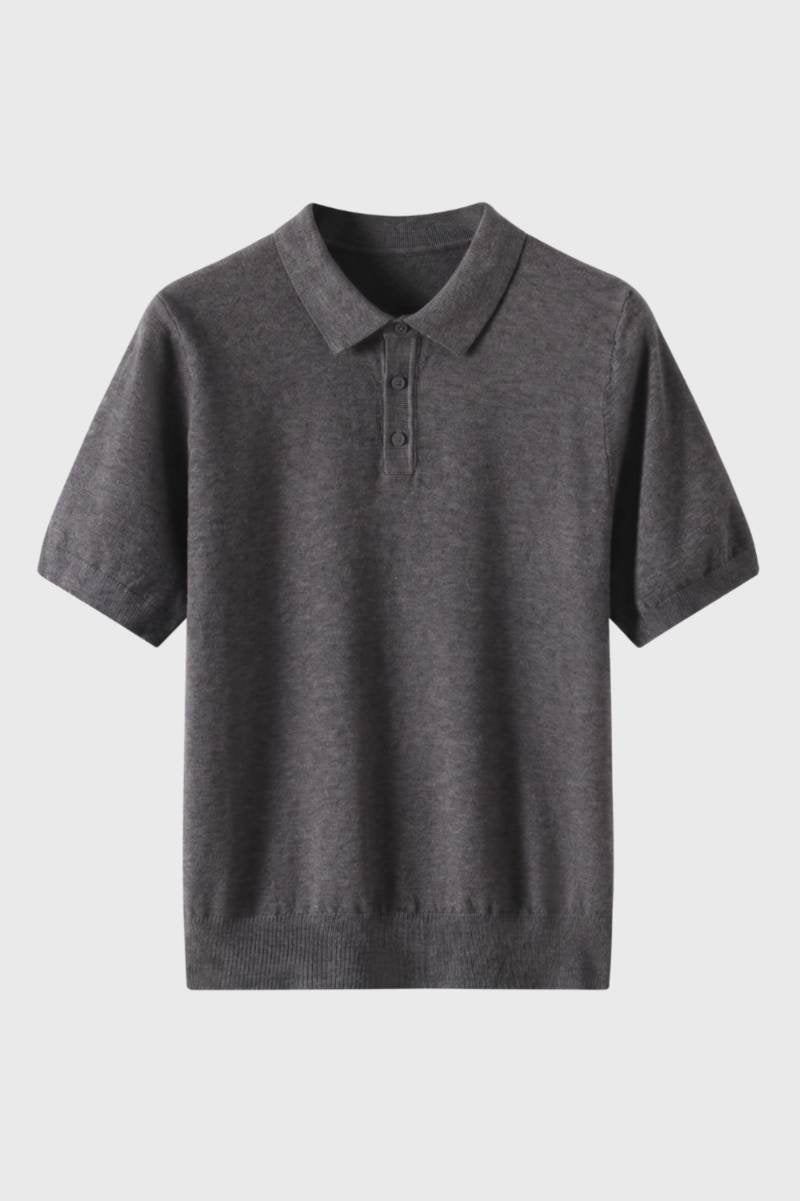 Polo Shirt Men - Short Sleeve Button Collar | Classic Smart — Grey