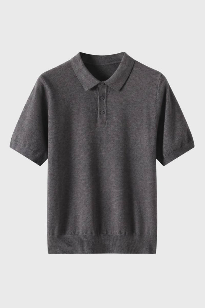 Polo Shirt Men - Short Sleeve Button Collar | Classic Smart — Grey