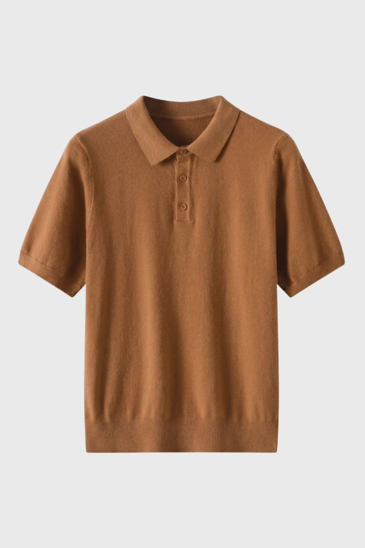 Polo Shirt Men - Short Sleeve Button Collar | Classic Smart — Camel
