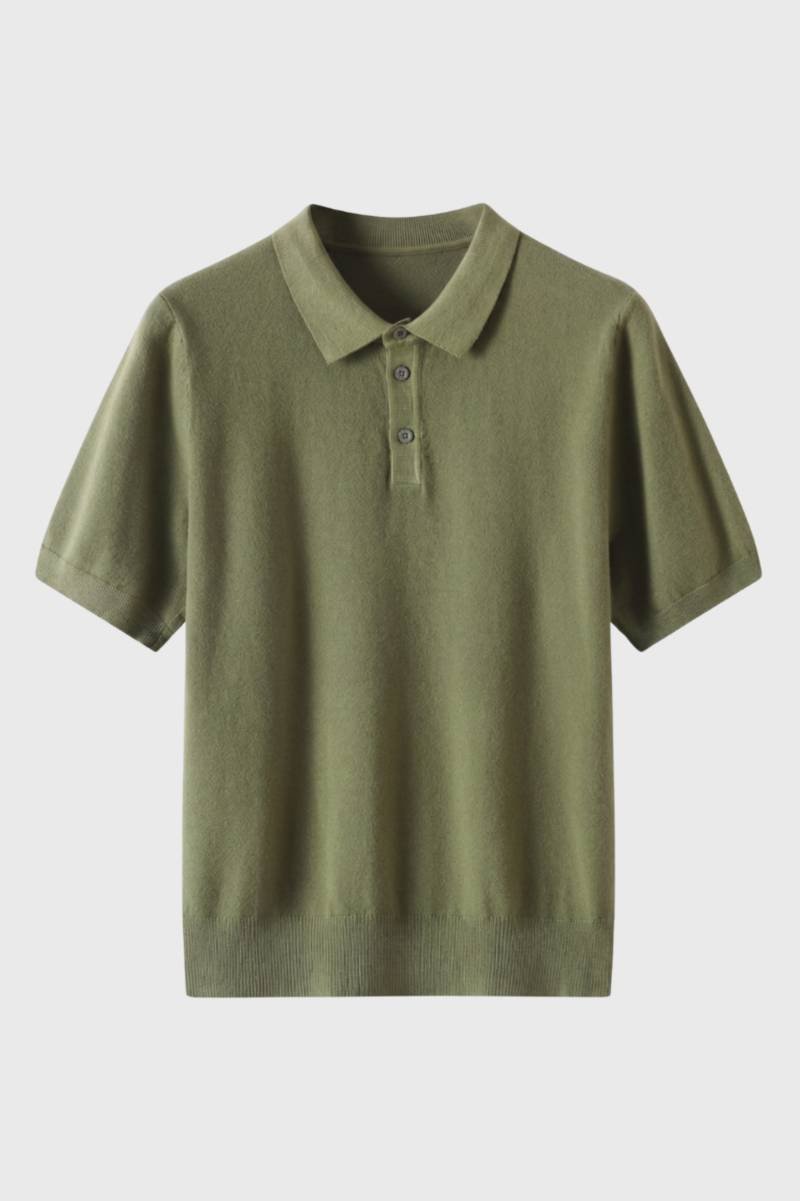 Polo Shirt Men - Short Sleeve Button Collar | Classic Smart — Olive