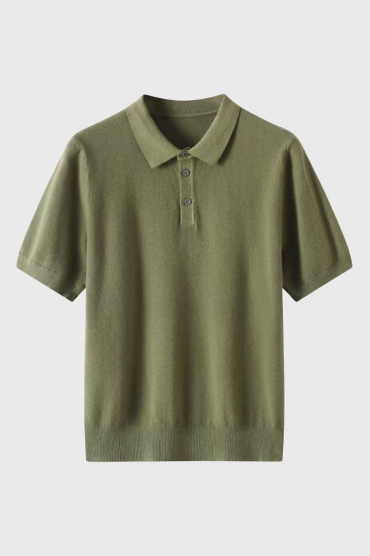 Polo Shirt Men - Short Sleeve Button Collar | Classic Smart — Olive