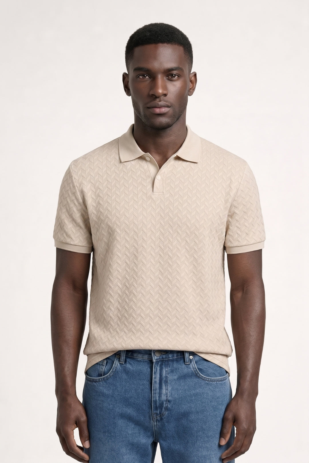 Polo Shirt Men - Textured Weave Classic Collar | Smart Casual