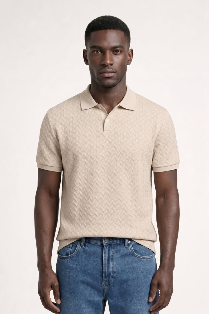 Polo Shirt Men - Textured Weave Classic Collar | Smart Casual