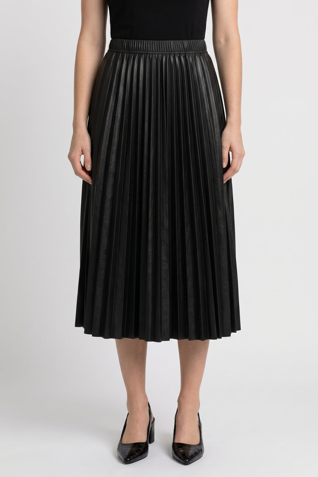 Midi Skirt Women - Pleated Elastic Waist | Elegant
