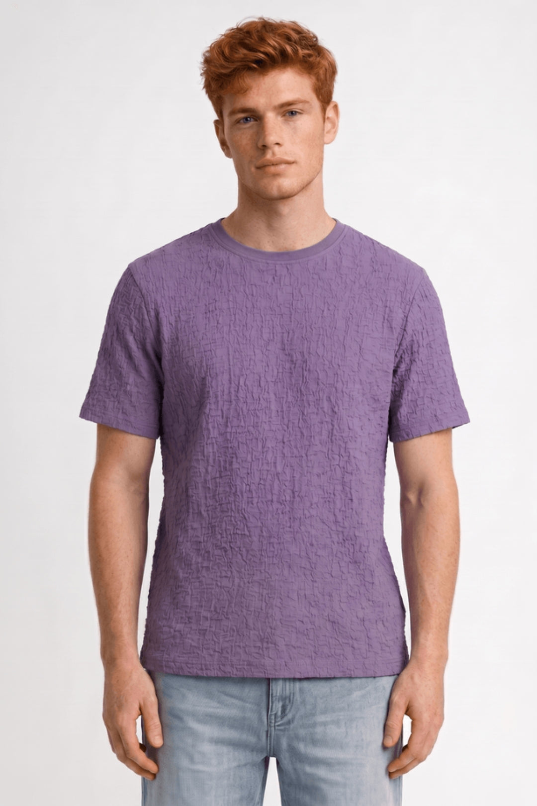 T-Shirt Men - Textured Short Sleeve Crew Neck | Casual