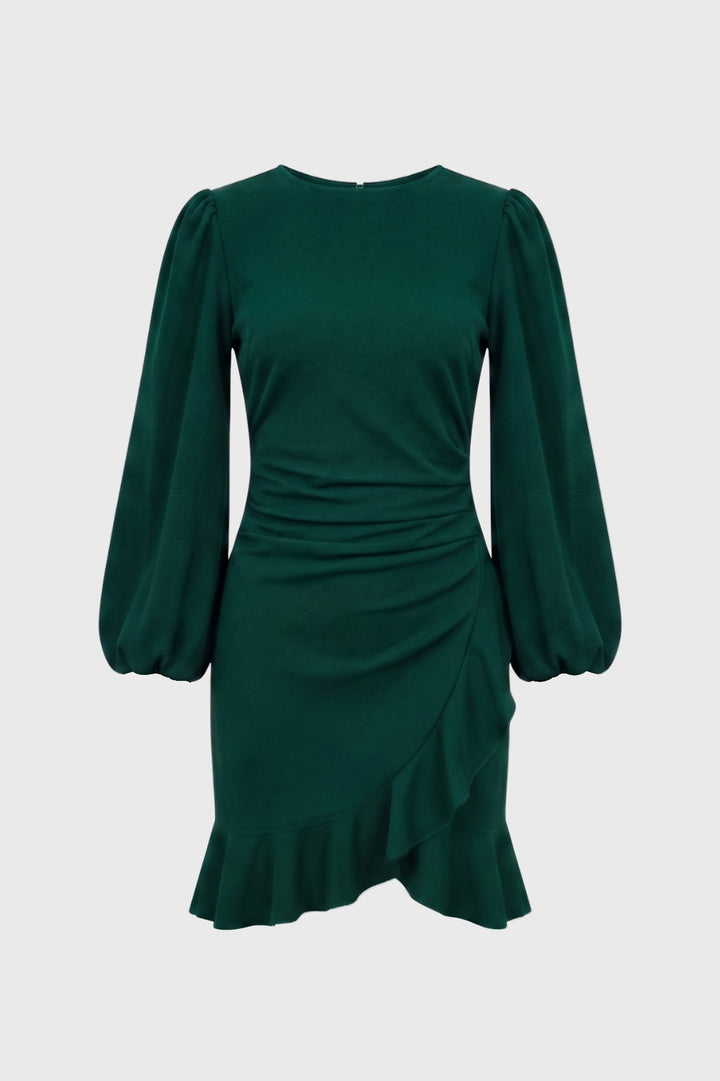 Mini Dress Women - Puff Sleeve Ruffle Hem | Elegant