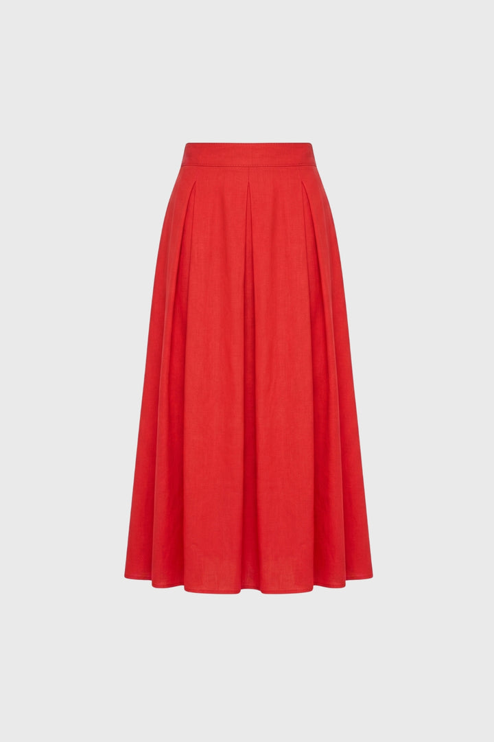 Midi Skirt Women - High Waisted Pleated A-Line | Elegant