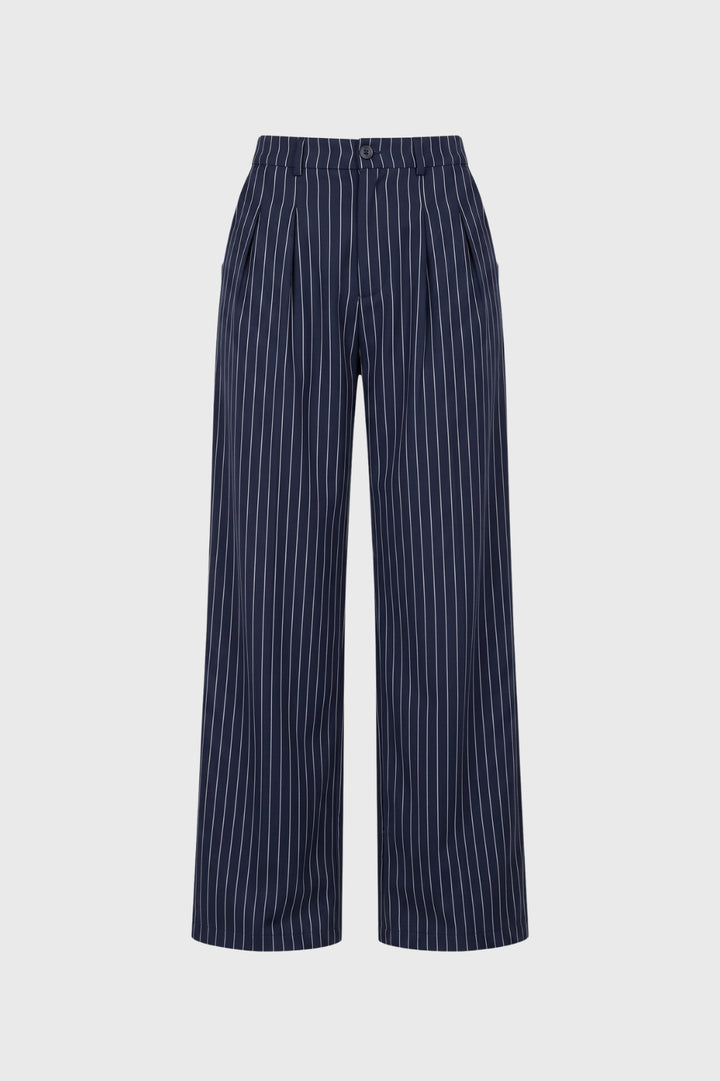 Striped Trousers Women - High Waist Wide Leg | Smart Casual
