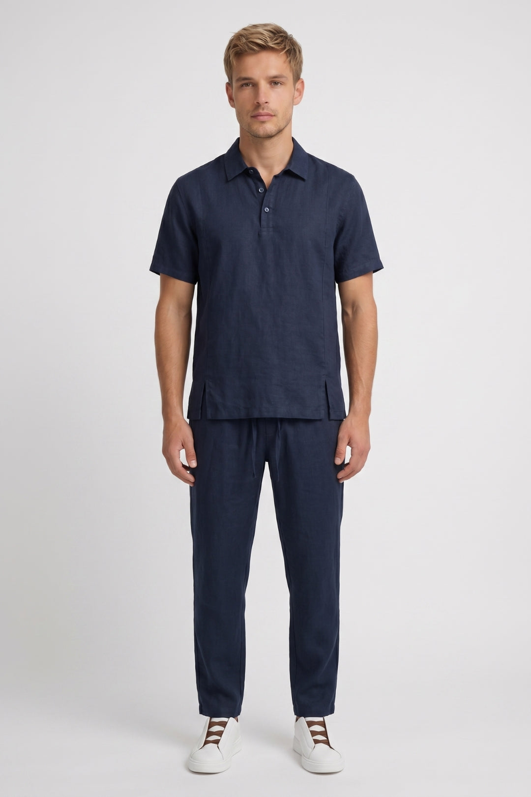 Polo Set Men - Short Sleeve Button Up with Trousers | Casual