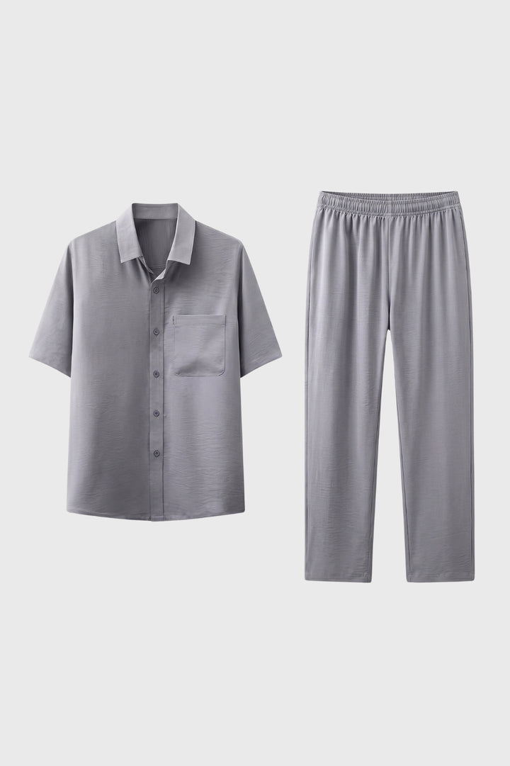 Lounge Set Men - Short Sleeve Button Up & Trousers | Relaxed