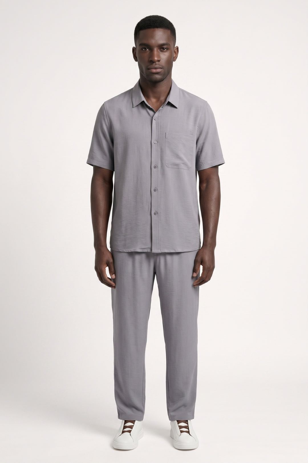 Lounge Set Men - Short Sleeve Button Up & Trousers | Relaxed