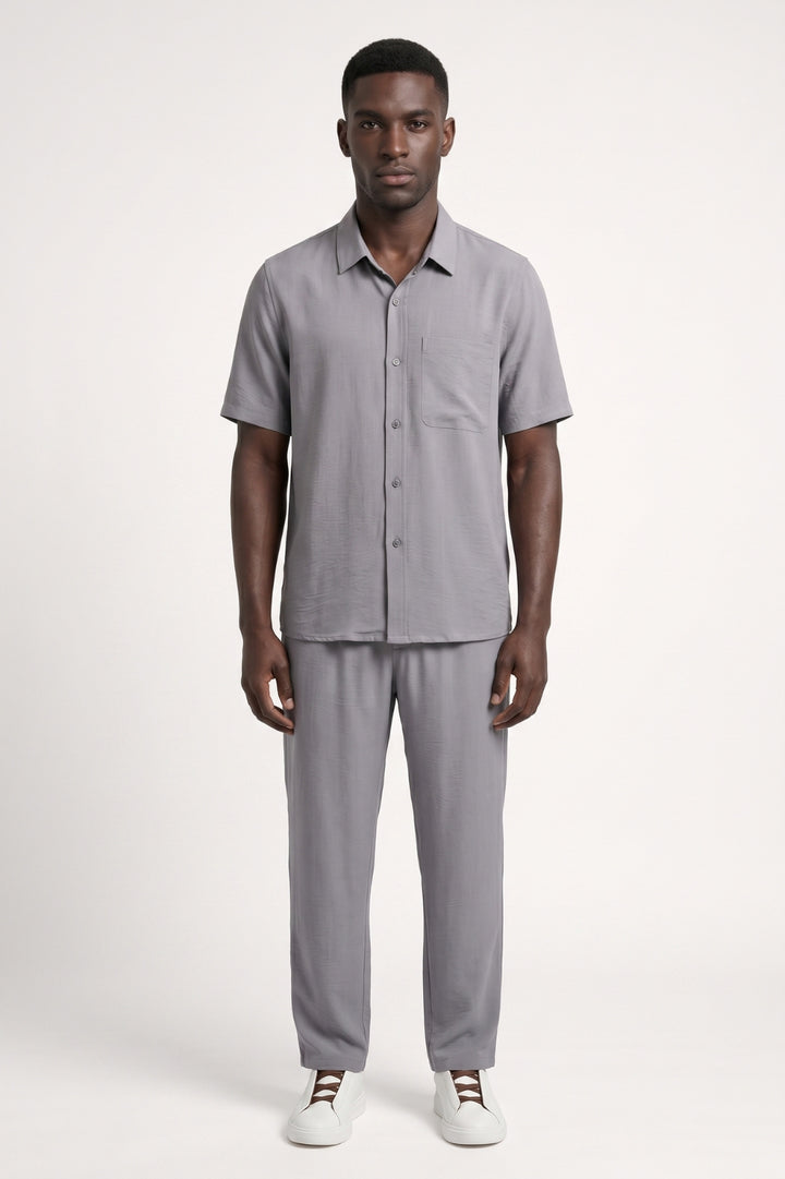 Lounge Set Men - Short Sleeve Button Up & Trousers | Relaxed