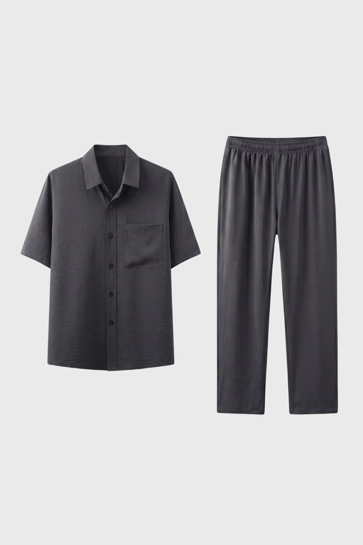 Lounge Set Men - Short Sleeve Button Up & Trousers | Relaxed