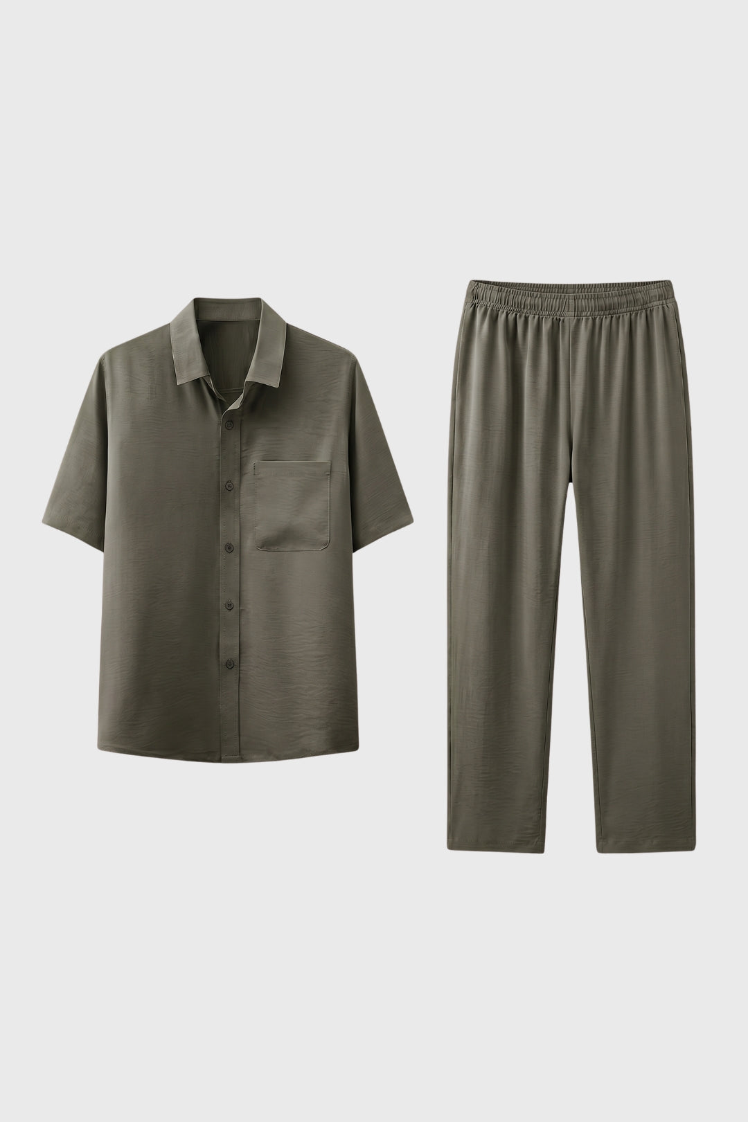 Lounge Set Men - Short Sleeve Button Up & Trousers | Relaxed
