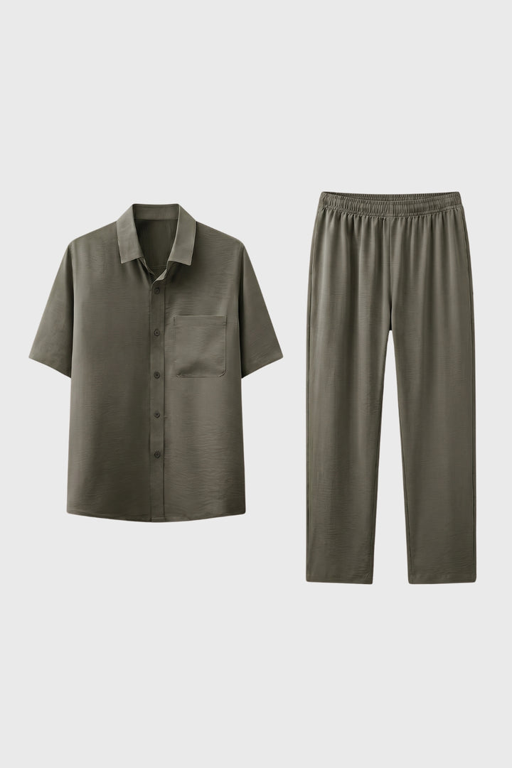 Lounge Set Men - Short Sleeve Button Up & Trousers | Relaxed
