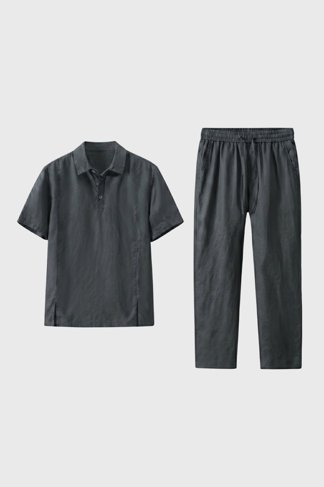 Polo Set Men - Short Sleeve Button Up with Trousers | Casual