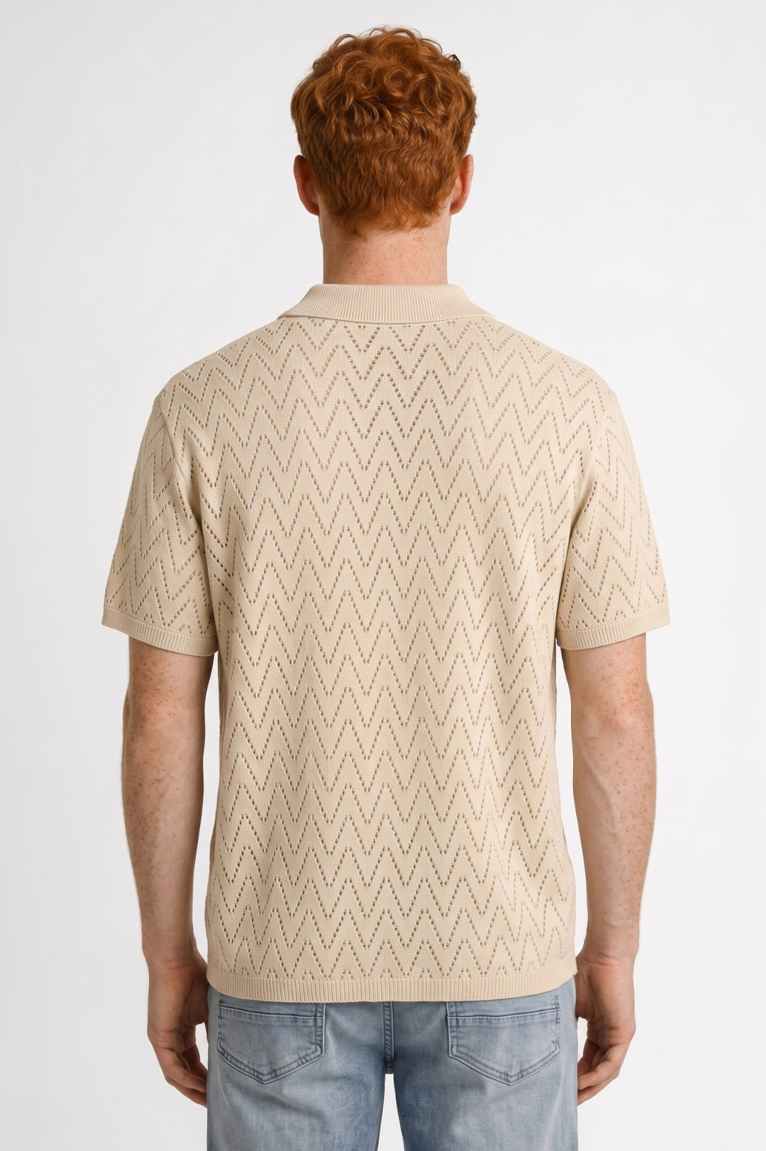 Polo Shirt Men - Textured Knit Diamond Pattern | Classic