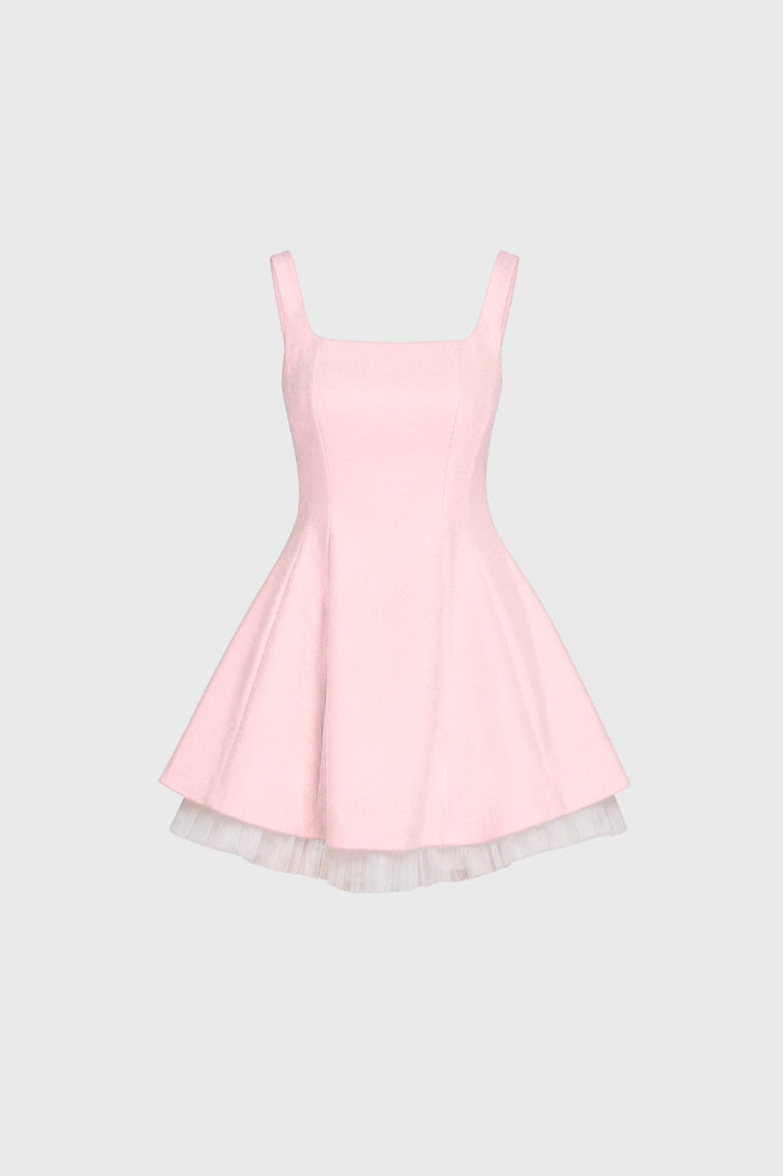 Mini Dress Women - Square Neck Layered Hem | Vintage Inspired