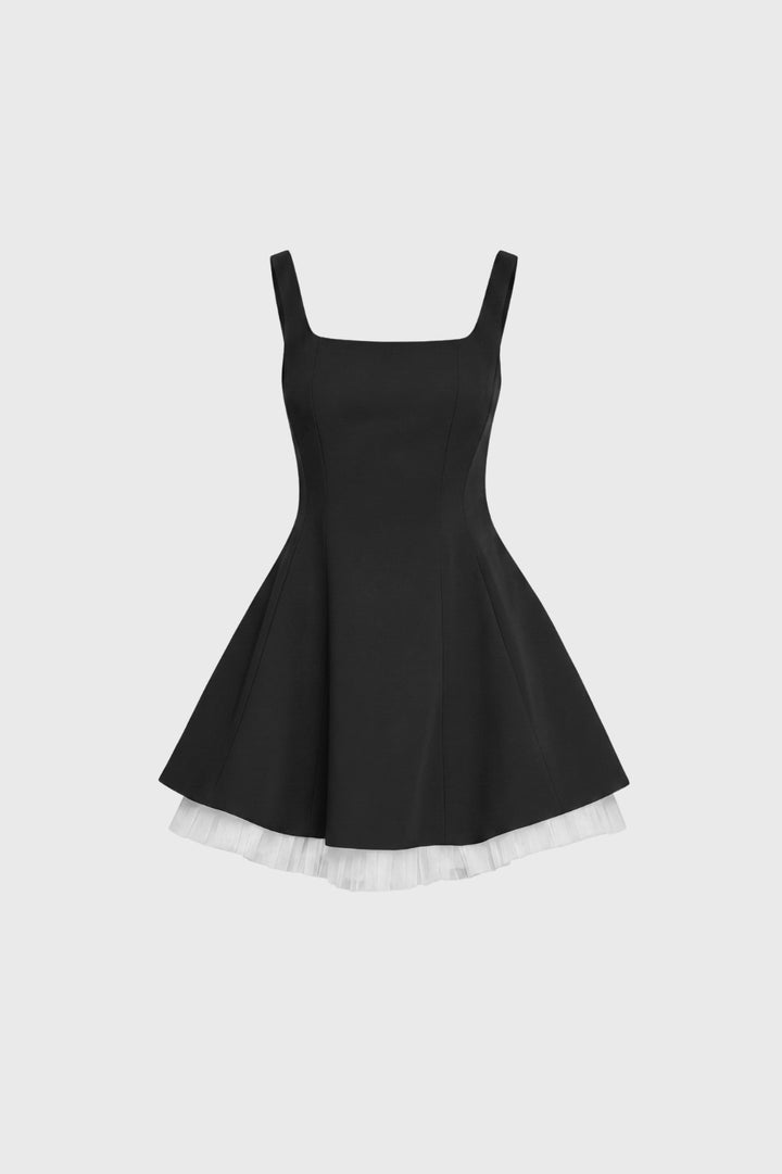 Mini Dress Women - Square Neck Layered Hem | Vintage Inspired