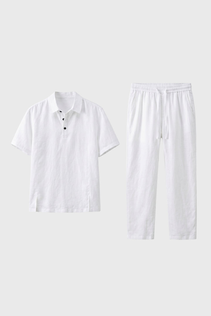 Polo Set Men - Short Sleeve Button Up with Trousers | Casual