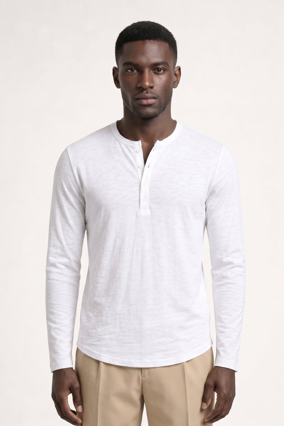 Long Sleeve Top Men - Classic Henley Button Placket | Casual