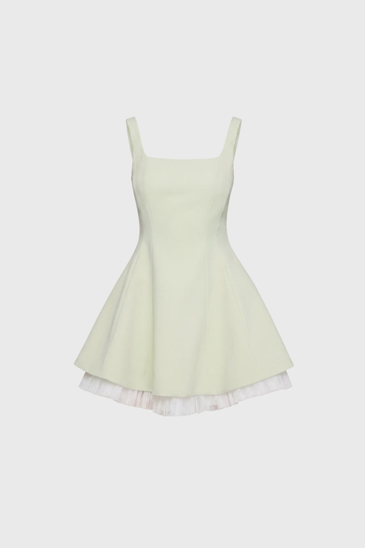 Mini Dress Women - Square Neck Layered Hem | Vintage Inspired