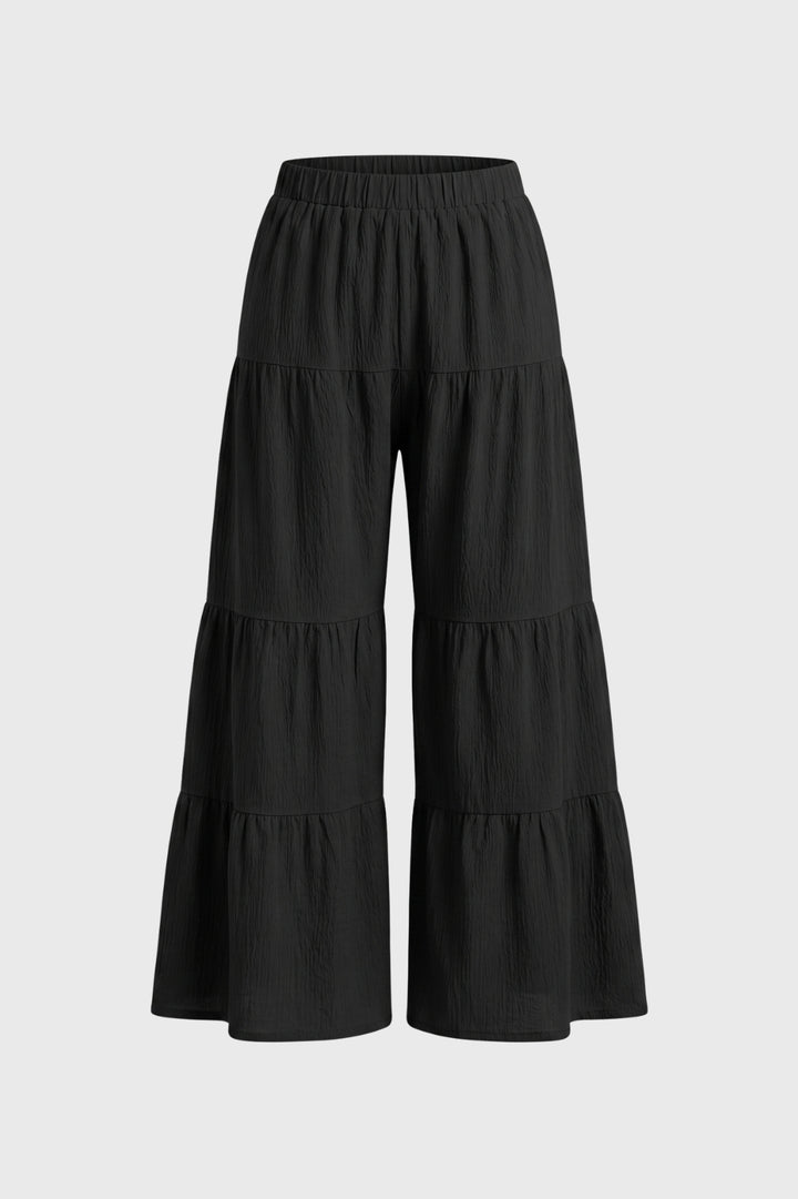 Wide Leg Trousers Women - Tiered Ruffle Design | Flowy Casual