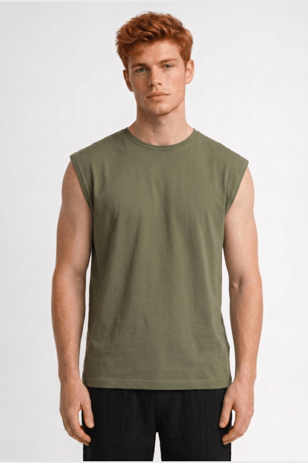 Sleeveless T-Shirt Men - Relaxed Fit Round Neck | Casual