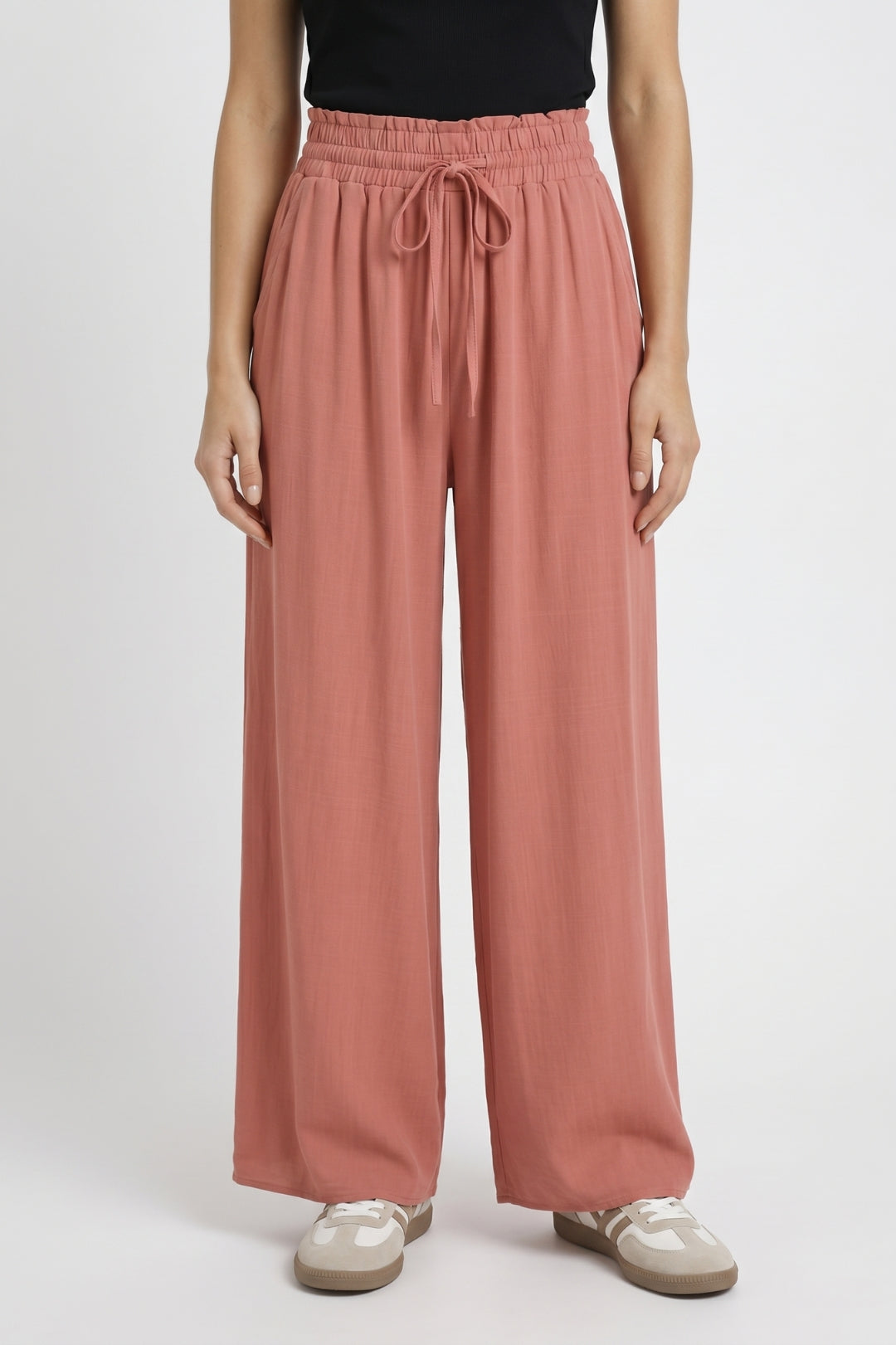 Wide Leg Trousers Women - High Waist Drawstring | Relaxed