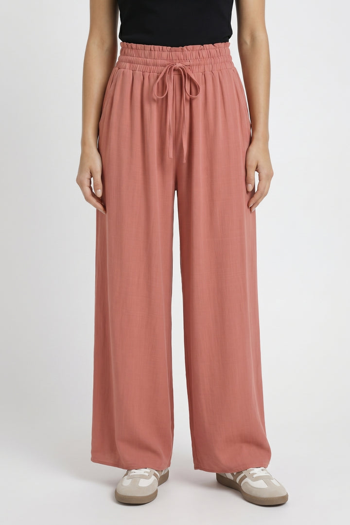 Wide Leg Trousers Women - High Waist Drawstring | Relaxed
