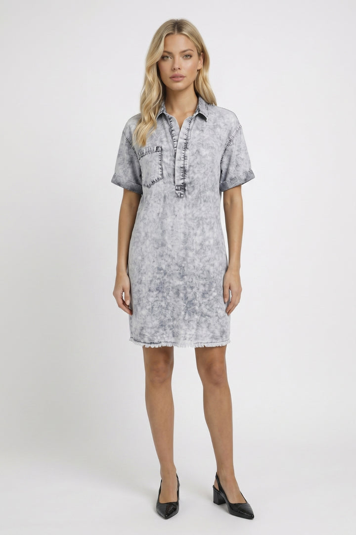 Shirt Dress Women - Acid Wash Short Sleeve | Relaxed