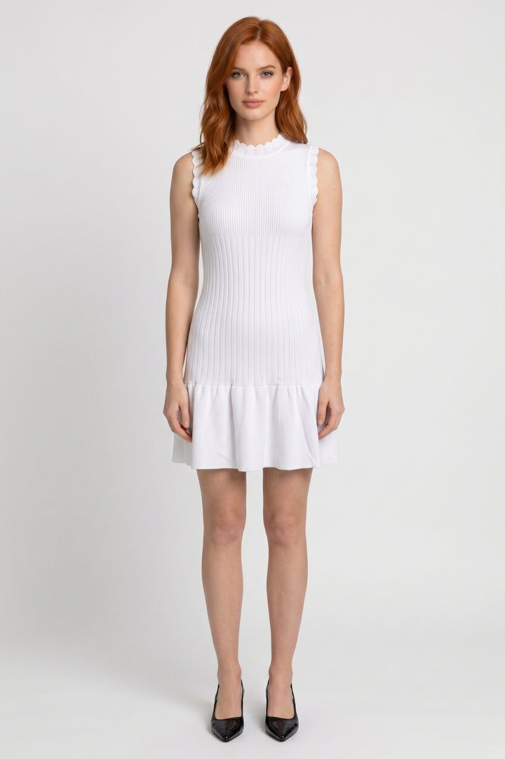 Mini Dress Women - Ribbed Texture High Neck | Elegant