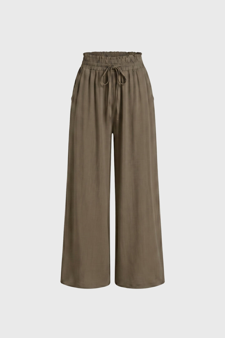 Wide Leg Trousers Women - High Waist Drawstring | Relaxed