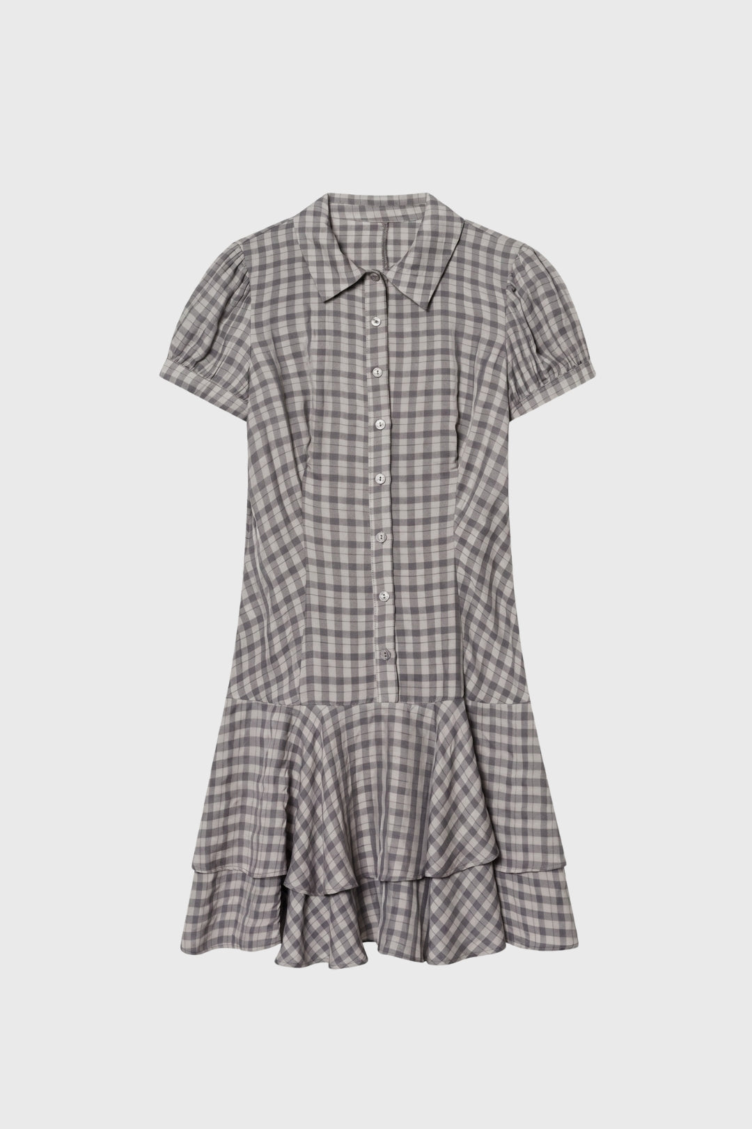 Mini Dress Women - Gingham Button Up Ruffle Hem | Vintage Chic