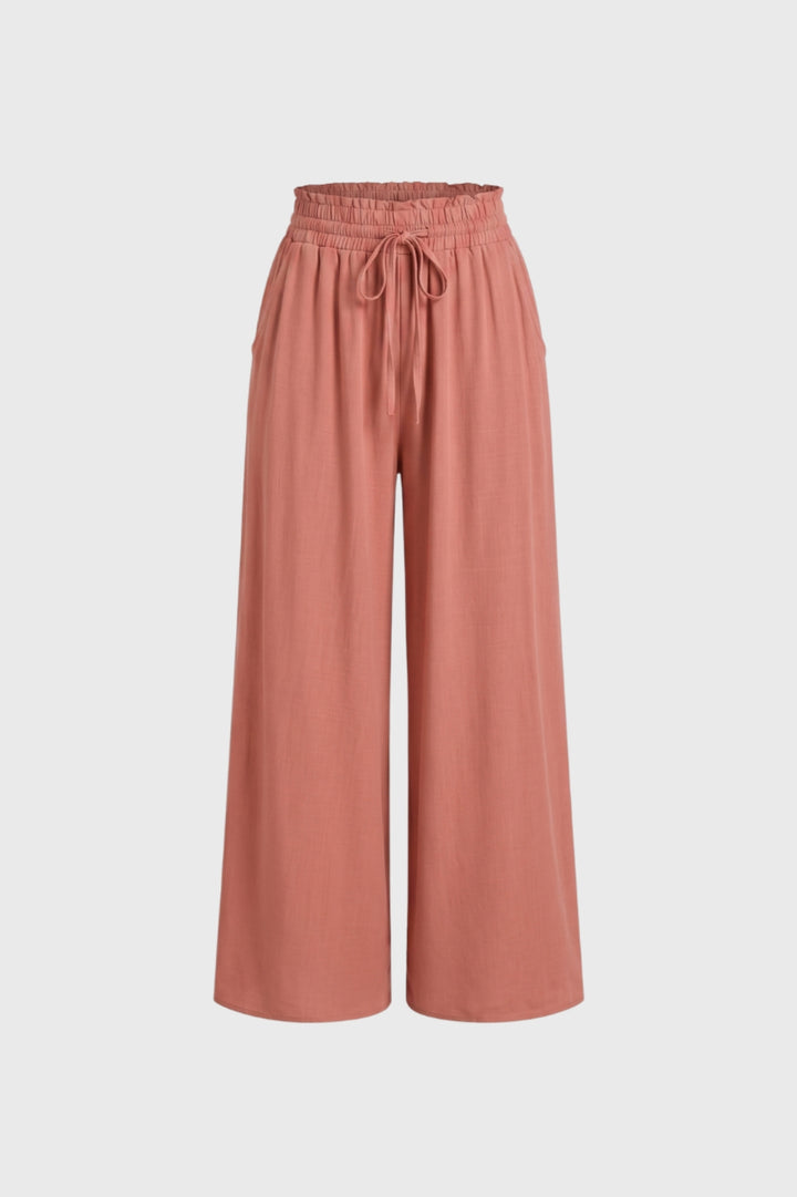 Wide Leg Trousers Women - High Waist Drawstring | Relaxed