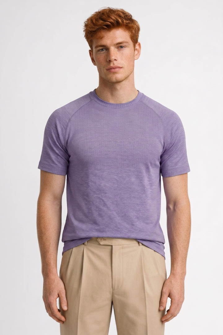T-Shirt Men - Textured Crew Neck Short Sleeve | Casual