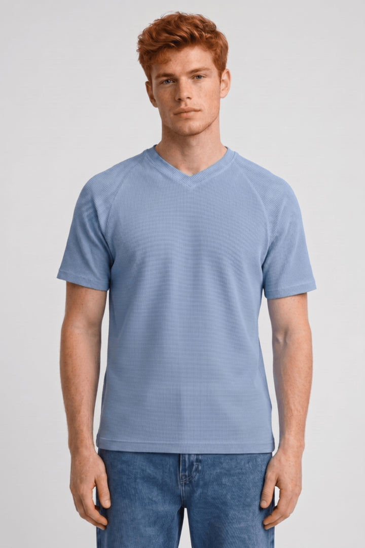 V-Neck T-Shirt Men - Lightweight Textured Casual | Everyday