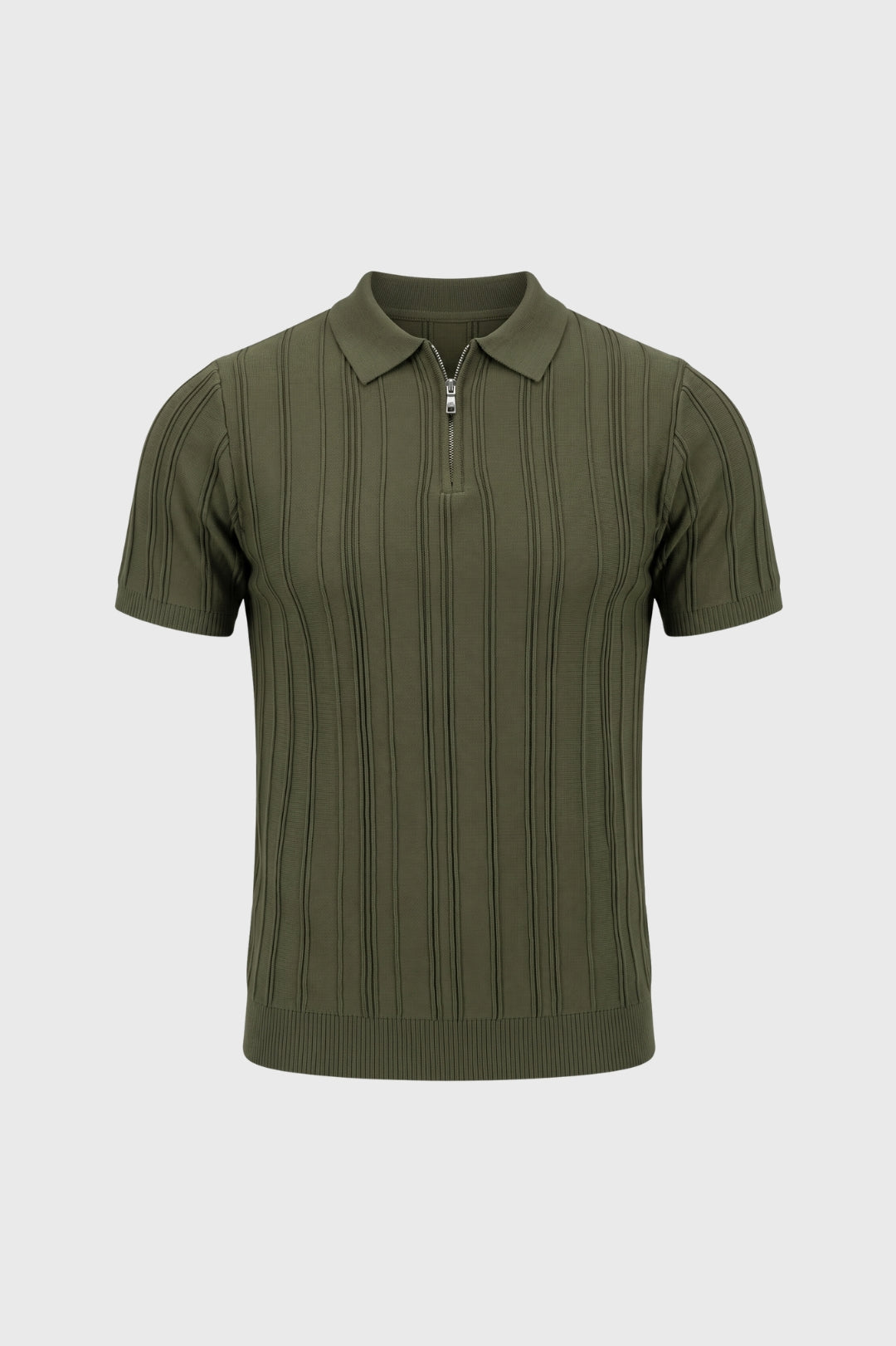 Polo Men - Ribbed Half Zip with Collar | Classic Retro