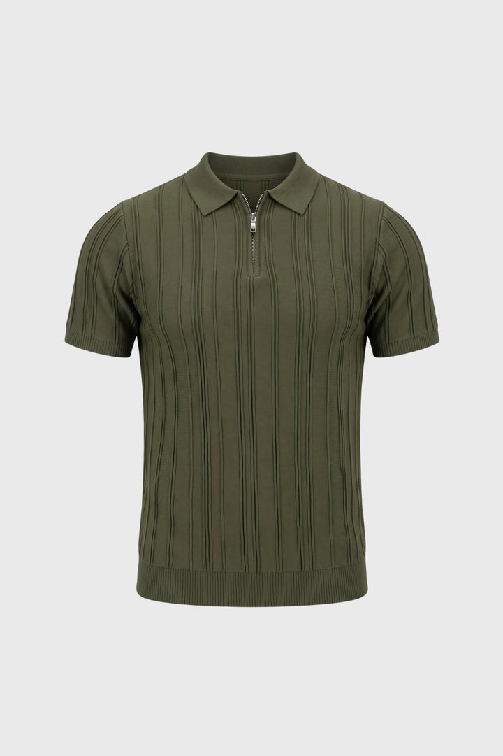 Polo Men - Ribbed Half Zip with Collar | Classic Retro