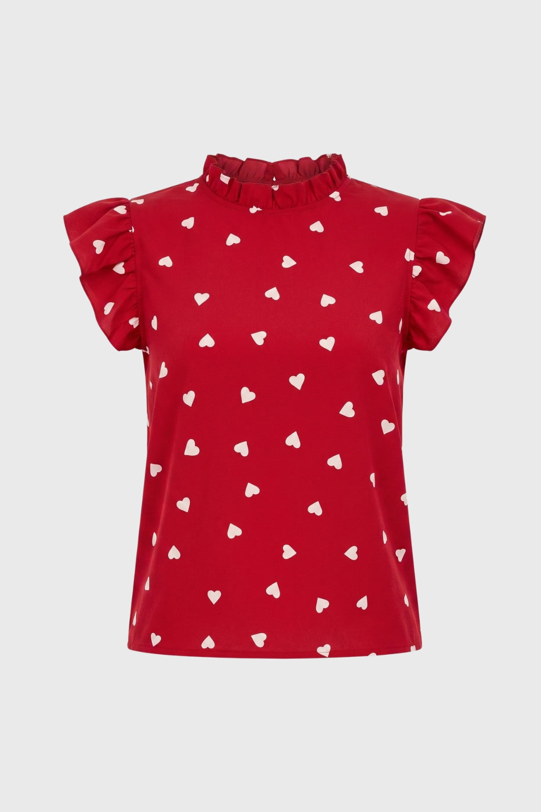 Blouse Women - Heart Print Ruffle Sleeve | Chic