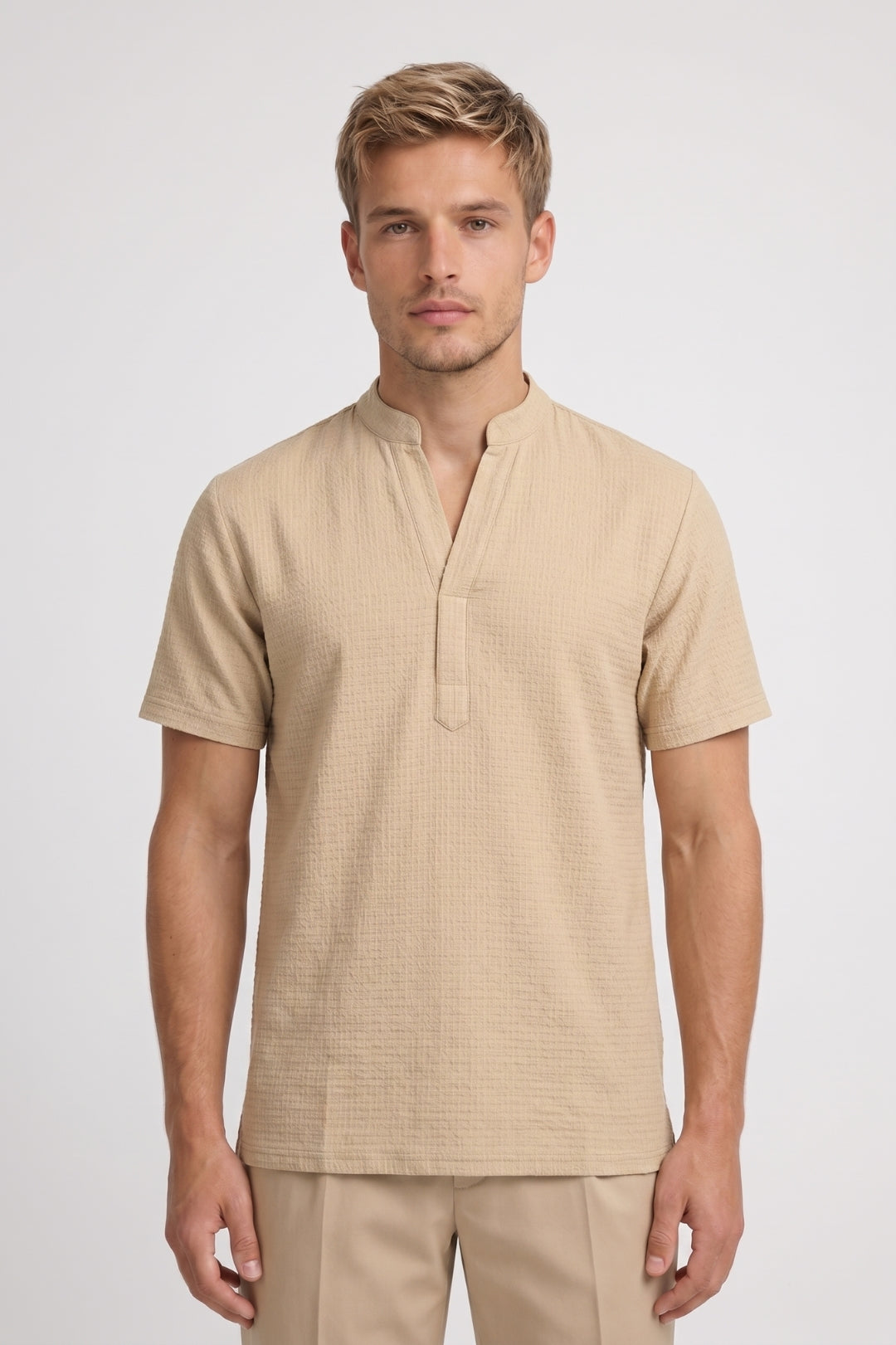 Henley Shirt Men - Stand Collar Relaxed Fit | Classic