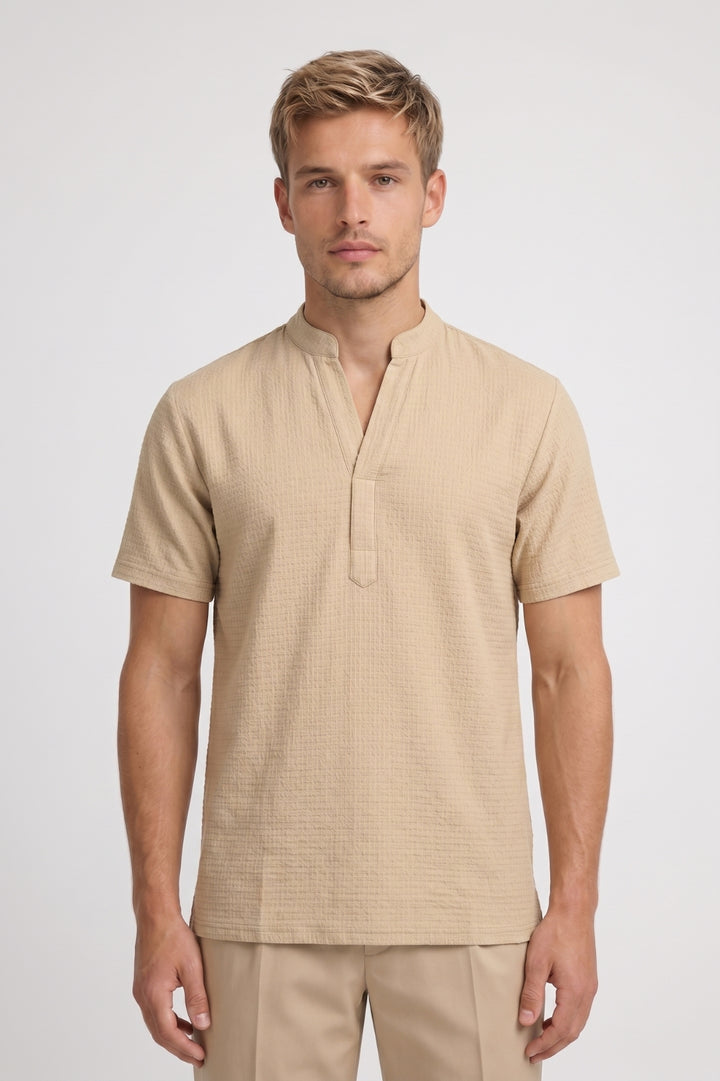 Henley Shirt Men - Stand Collar Relaxed Fit | Classic