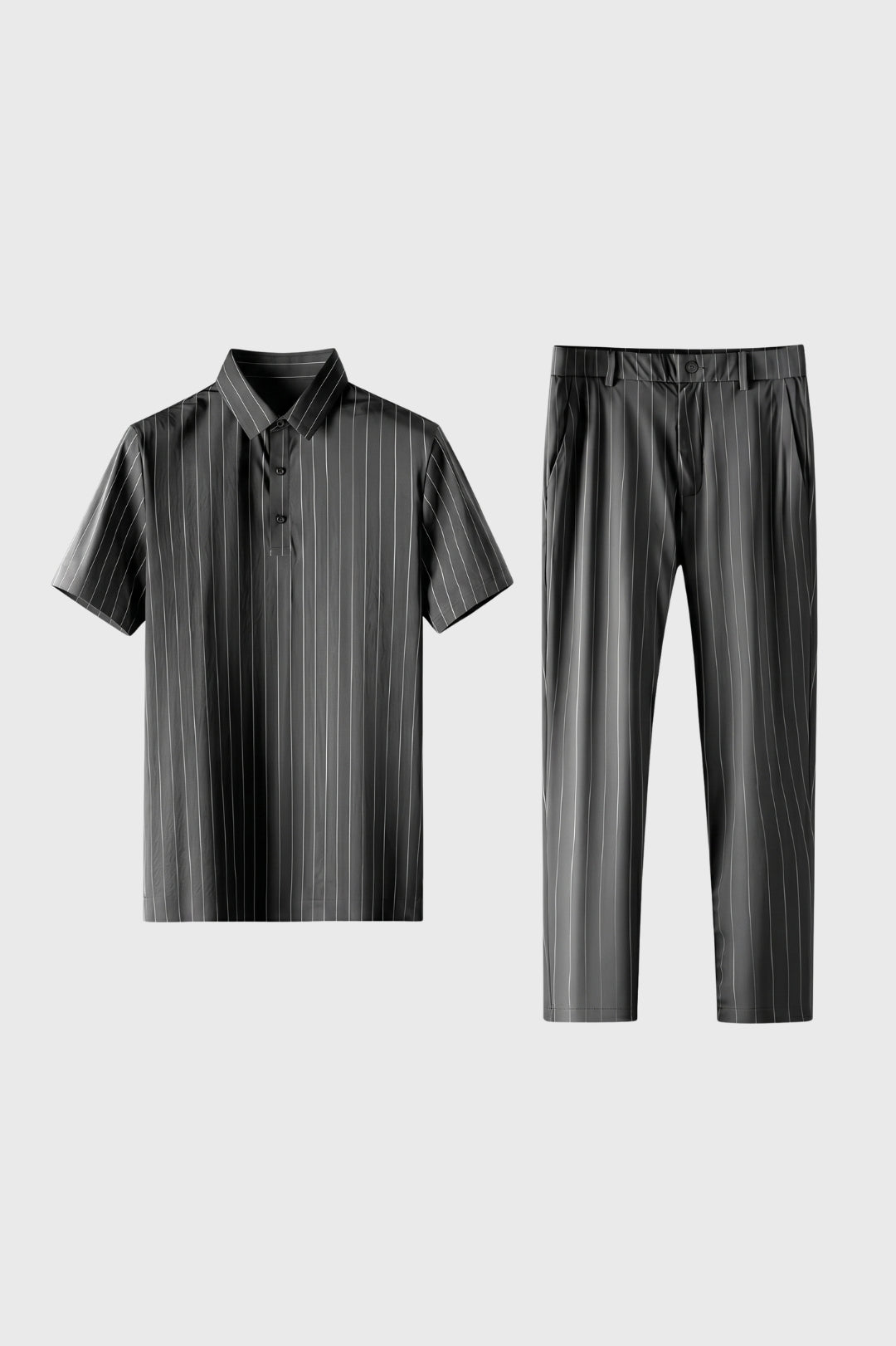 Co-ord Set Men - Striped Polo & Trouser Two Piece | Smart Casual