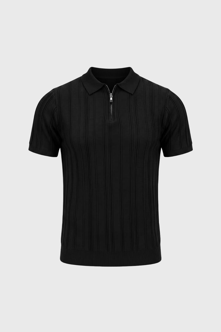 Polo Men - Ribbed Half Zip with Collar | Classic Retro