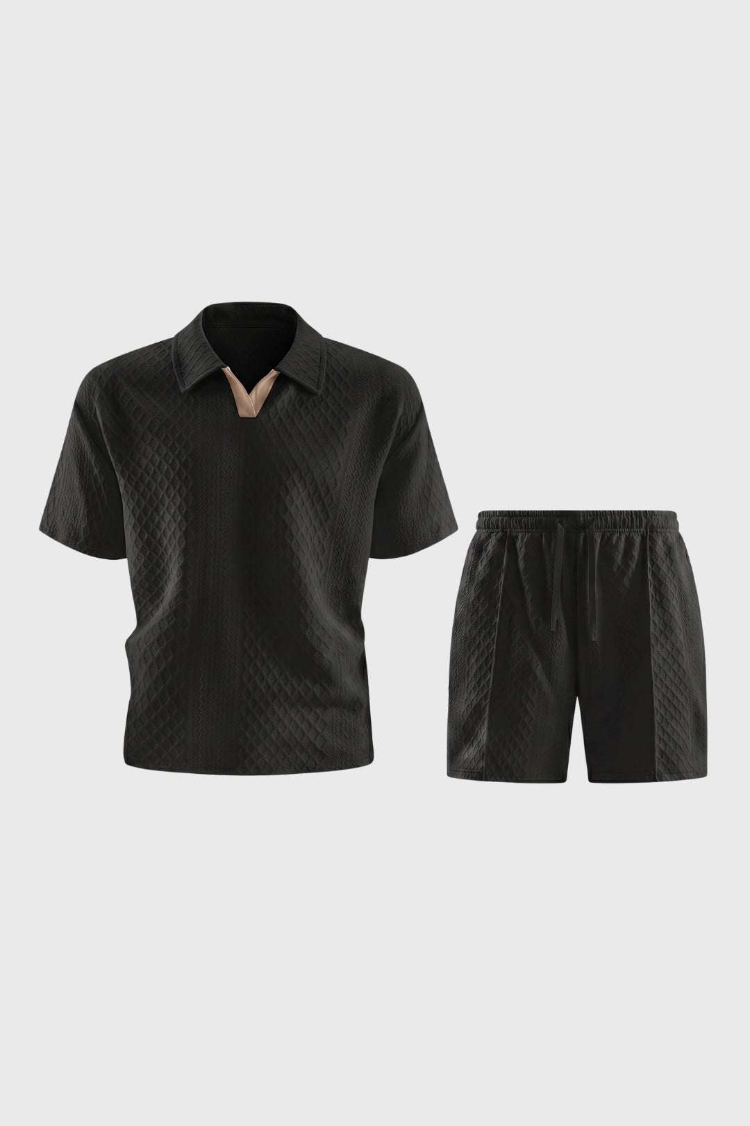 Co-ord Set Men - Textured Polo & Shorts | Casual