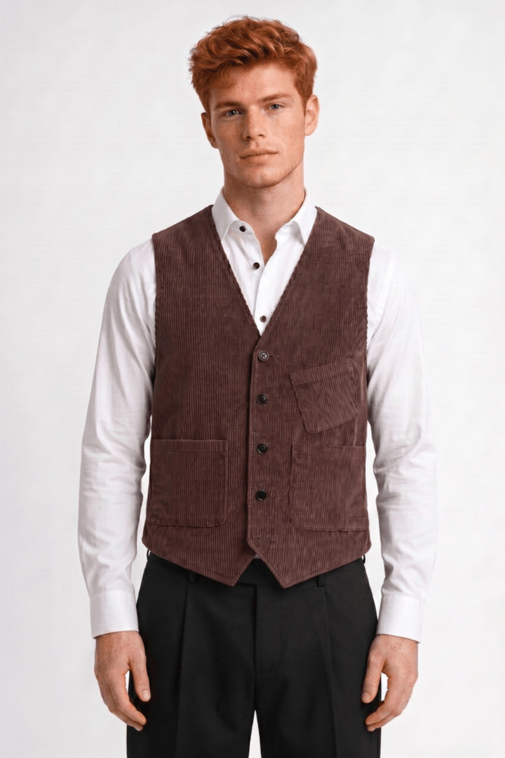 Waistcoat Men - Classic Button Up V-Neck | Vintage Inspired