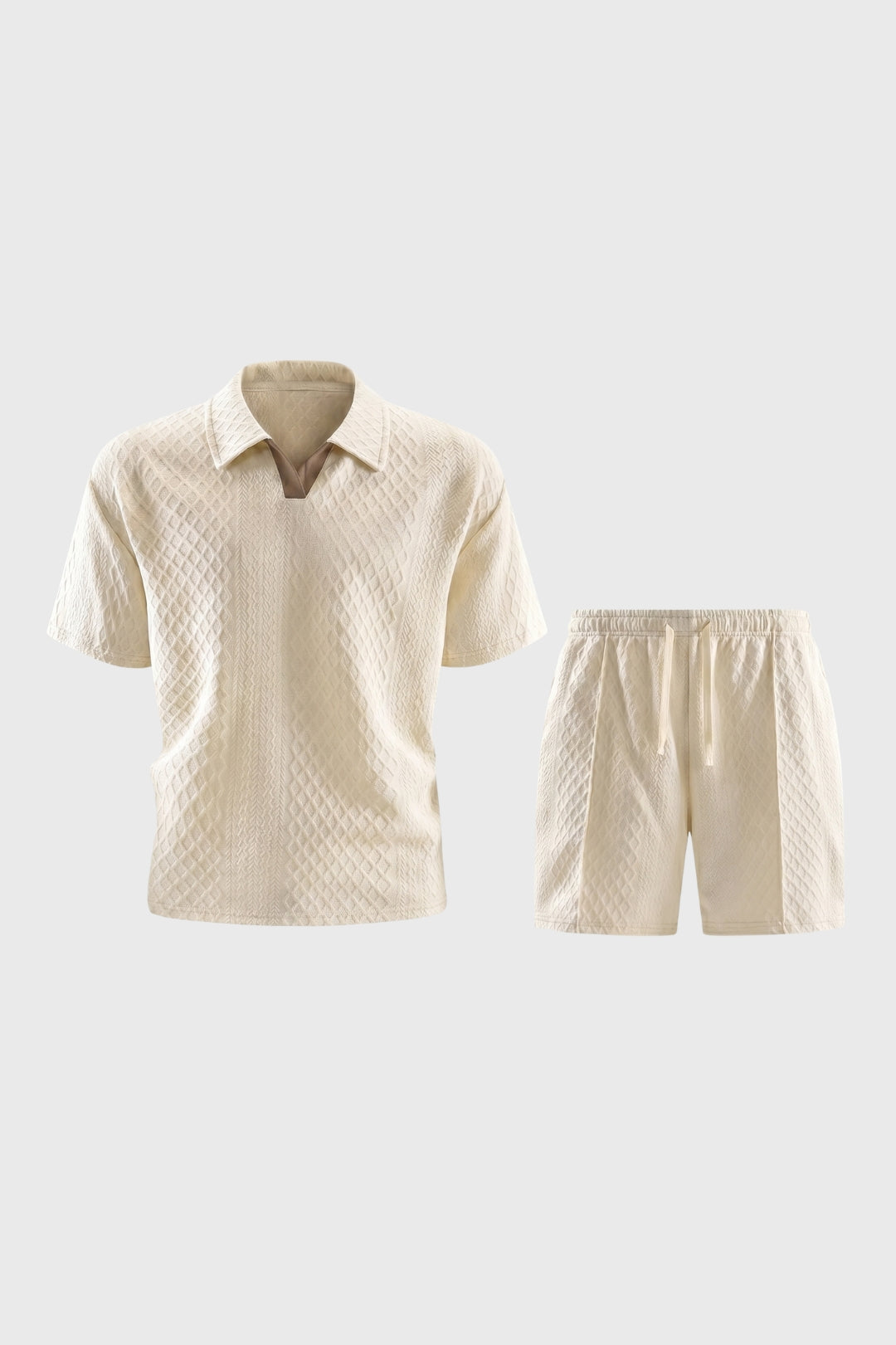 Co-ord Set Men - Textured Polo & Shorts | Casual